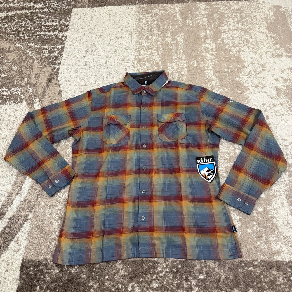 Kuhl Dillingr Flannel Shirt Mens Large Button Down Kaleidoscope Outdoor Hiking
